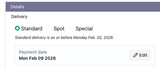 Interest dialog allows setting payment date when creating bids/asks